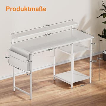 Bureau - Computertafel - Computerbureau - 120x48 cm - Wit, Verzenden, Zo goed als nieuw
