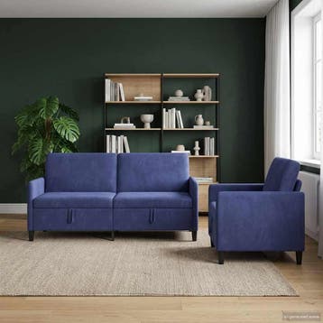 vidaXL Bankenset met opbergruimte 2 st Politieblauw, Verzenden, Nieuw, Kunststof, Minder dan 150 cm