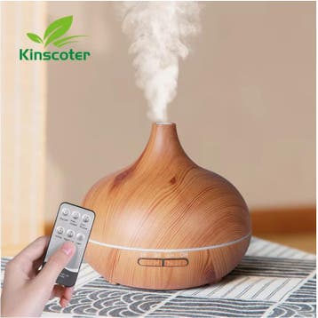 Aroma Diffuser 500ml met Afstandsbediening en LED Houtlook, Huis en Inrichting, Verzenden, Nieuw