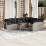 vidaXL 10-delige Loungeset met kussens poly rattan, Verzenden, Nieuw, Loungeset