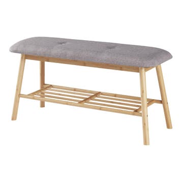 [en.casa] Schoenenrek 45x90x30 cm bamboe grijs, Verzenden, Nieuw