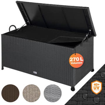 Polyrotan kussenbox Zwart 117x53x60cm met 2 Wielen, Verzenden, Nieuw
