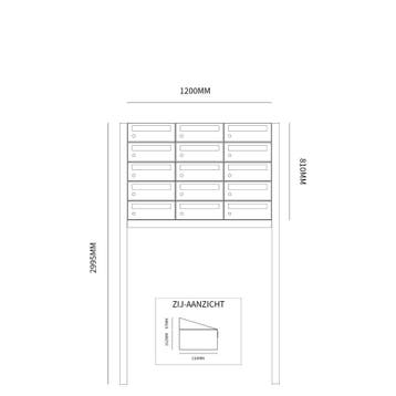 Brievenbusunit Hive set vrijstaand 3-breed, 5-hoog - zwart, Verzenden, Nieuw