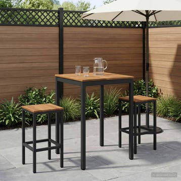 vidaXL Tuinbar Tafel Naturel en Zwart 70 x 68,5 x 105 cm, Verzenden, Nieuw