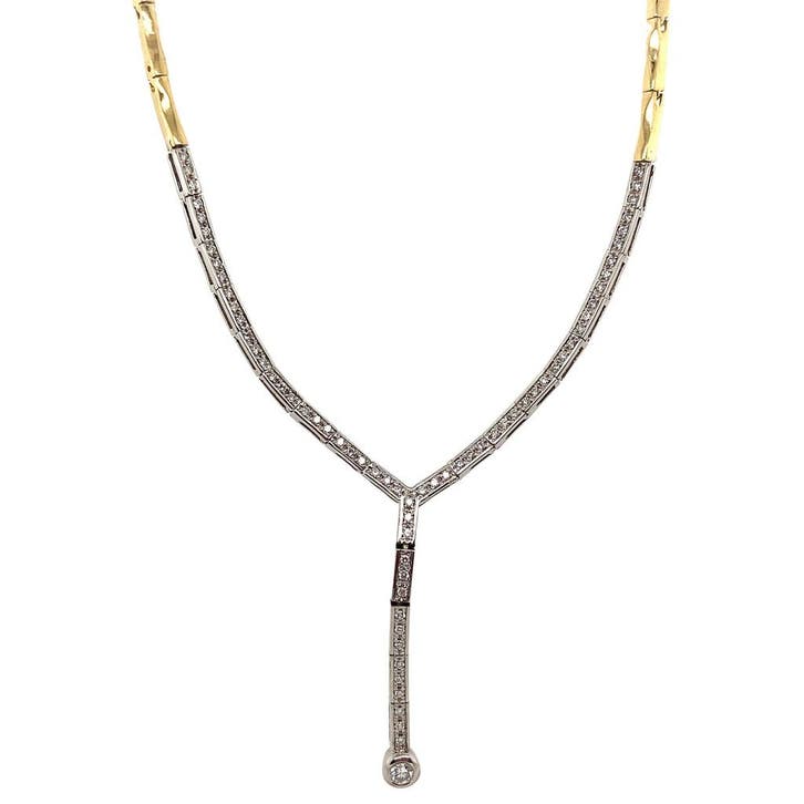 Gouden choker met diamant 48.5 cm 18 krt, Sieraden, Tassen en Uiterlijk, Kettingen, Goud, Zo goed als nieuw, Verzenden