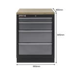 Werkplaatskast met vier laden / werkbank met hardhouten, Ophalen of Verzenden, Nieuw