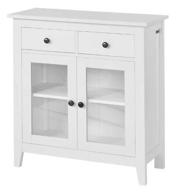 Wit Dressoir met Lades en Glazen Deuren – 80 cm Kast, Verzenden, Nieuw