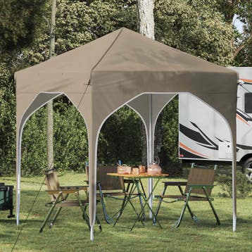 vidaXL Pop-up partytent 194 x 194 x 245 cm Crèmekleurig, Tuin en Terras, Verzenden, Nieuw, Partytent