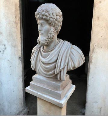 sculptuur, Busto imperatore Marco Aurelio - 43 cm - Steen