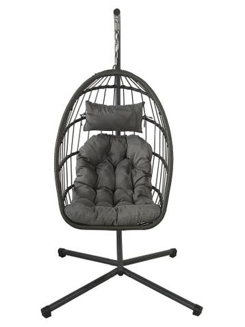 Hangstoel Modern Grijs | A-Kwaliteit | Beste Prijs, Tuin en Terras, Ophalen of Verzenden, Nieuw, Wicker, Inklapbaar