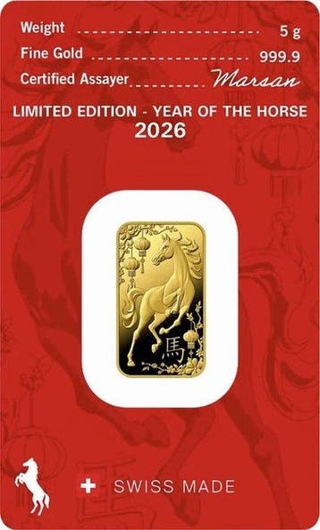 5 gram - Goud .999 - Argor-Heraeus, Switzerland, Year of the