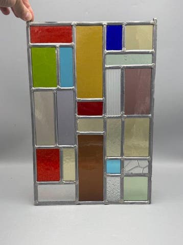 Glas-in-loodraam - 1960-1970 - geometrische compositie