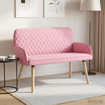 vidaXL 2-zitsbank met massief houten poten 2-zits Roze, Huis en Inrichting, Verzenden, Minder dan 150 cm, Stof, Nieuw
