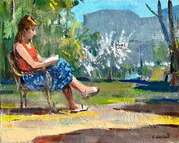 V. Bertelli (XX) - Ragazza che legge