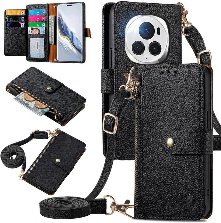 Lederen Hoes Honor Magic 6 Pro | RFID | 50% Korting, Telecommunicatie, Mobiele telefoons | Toebehoren en Onderdelen, Overige merken