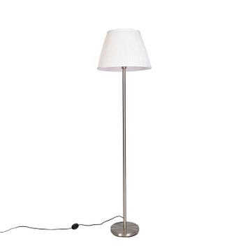 Moderne vloerlamp staal met witte plisse kap 45 cm - Simplo, Verzenden, Nieuw, Modern