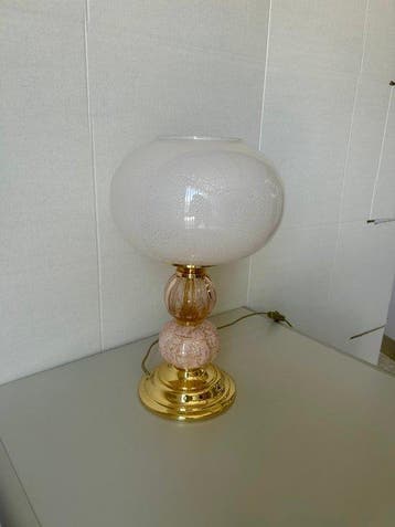 Tafellamp - IJzer, geblazen glas - Lamp met glas en keramiek
