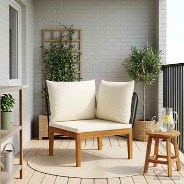vidaXL Tuin Hoek Sofa met Kussens Massief acaciahout & touw, Verzenden, Nieuw