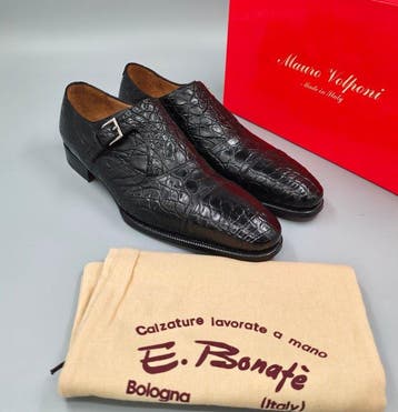 Enzo Bonafè-Crocodile-Singlemonk-Toecap-UK9 - Loafers -, Nieuw