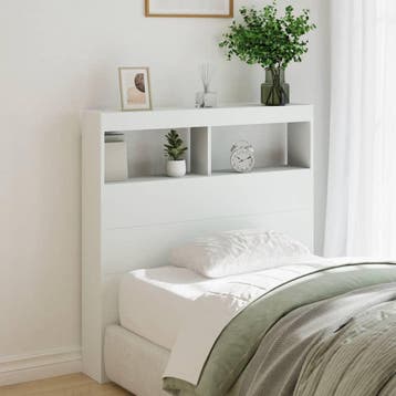 vidaXL Hoofdbordkast met LED-verlichting 100x17x102 cm wit, Verzenden, Nieuw, Wit, Hout