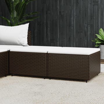 vidaXL Voetensteunen 2 st met kussens poly rattan bruin, Verzenden, Nieuw
