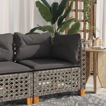vidaXL Tuinhoekbank met kussens poly rattan grijs, Verzenden, Nieuw