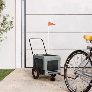 vidaXL Hondenfietstrailer oxford stof en ijzer grijs en, Dieren en Toebehoren, Verzenden, Nieuw
