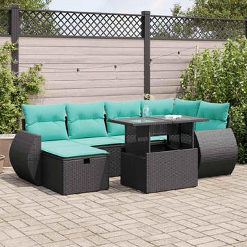 vidaXL 7-delige Loungeset met kussens poly rattan acacia, Verzenden, Nieuw, Loungeset