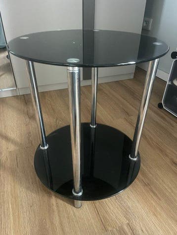 Bijzettafel - Staal - Bijzettafel van staal en gerookt glas