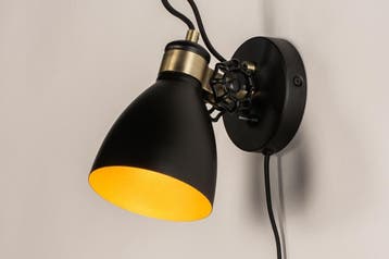 Rietveld Wandlampen - Zwart, Goud - Metaal, Verzenden, Nieuw