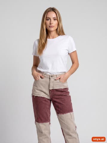 SHEIN Jeans Dames maat 28 Beige & Burgundy Vintage, Ophalen of Verzenden, Nieuw