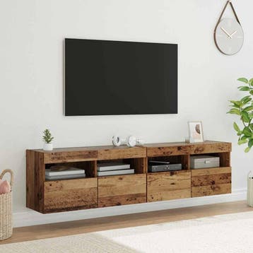 vidaXL TV Wandkasten 2 pcs Oud Hout 80 x 30 x 40 cm Bewerkt, Huis en Inrichting, Kasten | Televisiemeubels, Verzenden, Nieuw, 50 tot 100 cm
