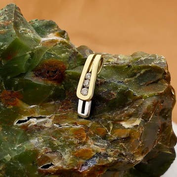 Zinzi bicolor gouden minimalistische hanger met diamanten..., Ophalen of Verzenden, Gebruikt, Goud, Overige merken