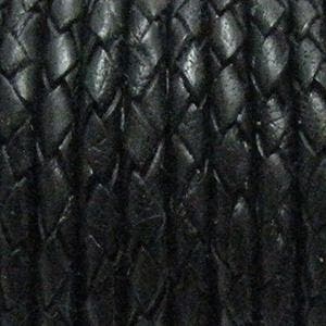 1 x DQ leerkoord rond gevlochten 7 x 7 mm per 100 cm black, Ophalen of Verzenden, Nieuw, Draad