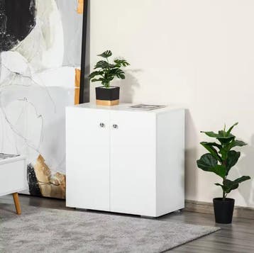 Wit Dressoir – 2 Deuren met Plank, Houten Opbergkast, Huis en Inrichting, Kasten | Boekenkasten, Verzenden, Nieuw