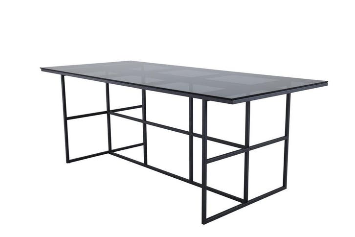 Eettafel - Gabriella - 200x90 cm - Zwart - Glas - Jörn, Huis en Inrichting, Tafels | Eettafels, Verzenden