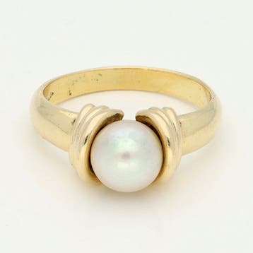 Ring - 18 karaat Geel goud - Parel, Sieraden, Tassen en Uiterlijk, Ringen, Nieuw