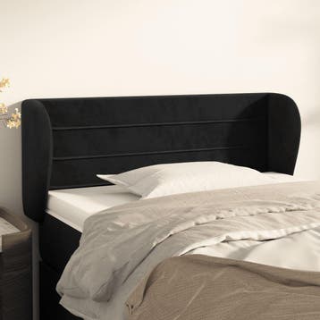 vidaXL Hoofdbord met randen 103x23x78/88 cm fluweel zwart, Huis en Inrichting, Verzenden, Nieuw, Zwart, Stof