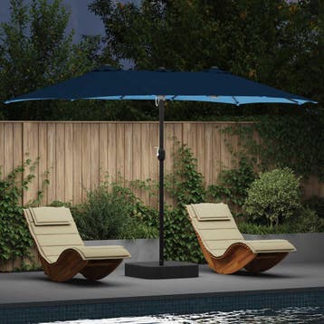 vidaXL Tuinparasol 385 x 209 x 244 cm Polyester Azuurblauw, Verzenden, Nieuw, 2 tot 3 meter
