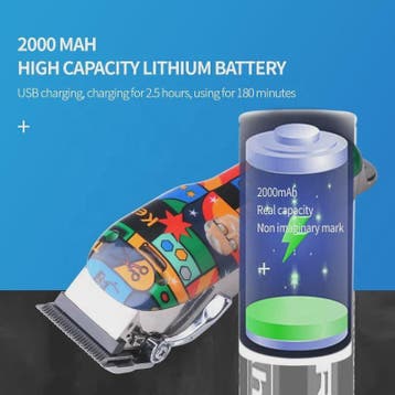 Kemei Oplaadbare Elektrische Tondeuse met Graffiti Design -, Verzenden, Nieuw