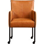 Leren eetkamerstoel More - Vintage Cognac (cognac) - Poten, Ophalen of Verzenden, Nieuw, Leer, Bohemian, Industrieel, Modern, Scandinavisch