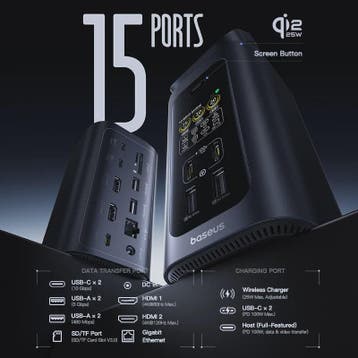 Baseus 15-in-1 USB-C Docking Station: 160W PD, 4K@120Hz HDMI, Computers en Software, Dockingstations, Verzenden, Nieuw