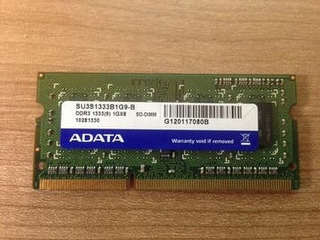 A-DATA SU3S1333B1G9-B – 1GB DDR3 SODIMM – 204-Pin – 1333 MHz, Ophalen of Verzenden, Nieuw
