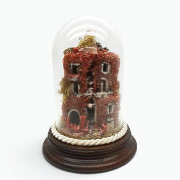Kerststal - model van een ronde koepel - Hout, Glas -