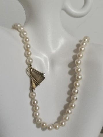 Halsketting - 9 kt. Geel goud Parel - Diamant, Nieuw