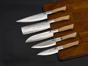 Japanese Style Kitchen Knife SET With Leather BAG Included -