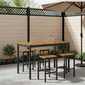 vidaXL Tuinbar Tafel Naturel en Zwart 141 x 80,5 x 105 cm, Verzenden, Nieuw