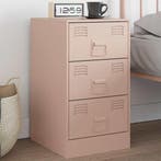 vidaXL Nachtkastje 34,5x39x62 cm staal roze, Huis en Inrichting, Slaapkamer | Nachtkastjes, Verzenden, Nieuw, Metaal of Aluminium