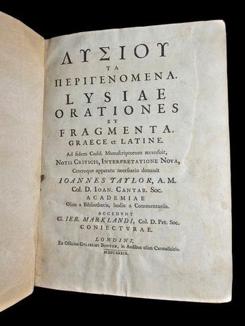 Lysiae - Lysiae orationes et fragmenta - 1739