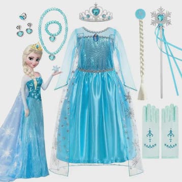 Elsa Prinsessenjurk Meisjes - Lange Mouwen, Sneeuwvlokken &, Verzenden, Nieuw